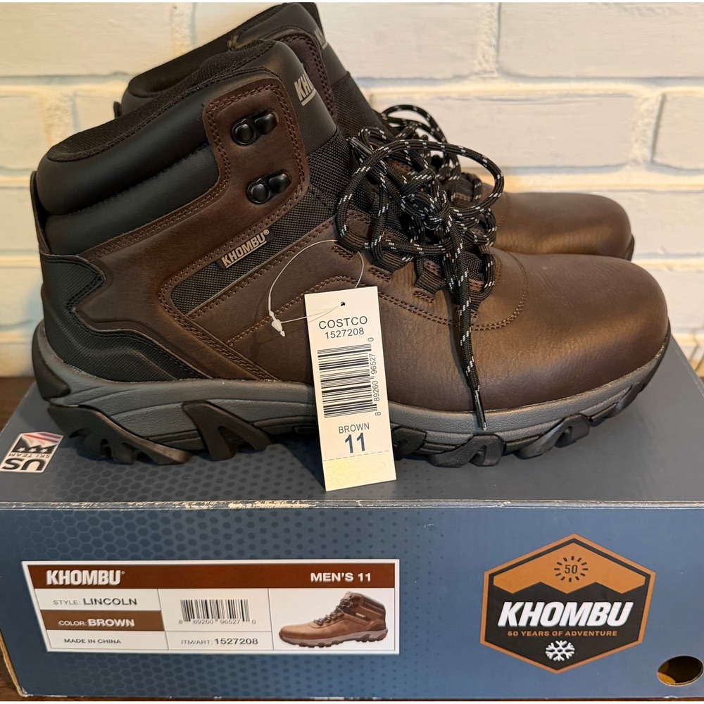 NWT Khombu Lincoln Mens Hiking Boots Brown Size 11 Rugged Trail Shoes Gorpcore